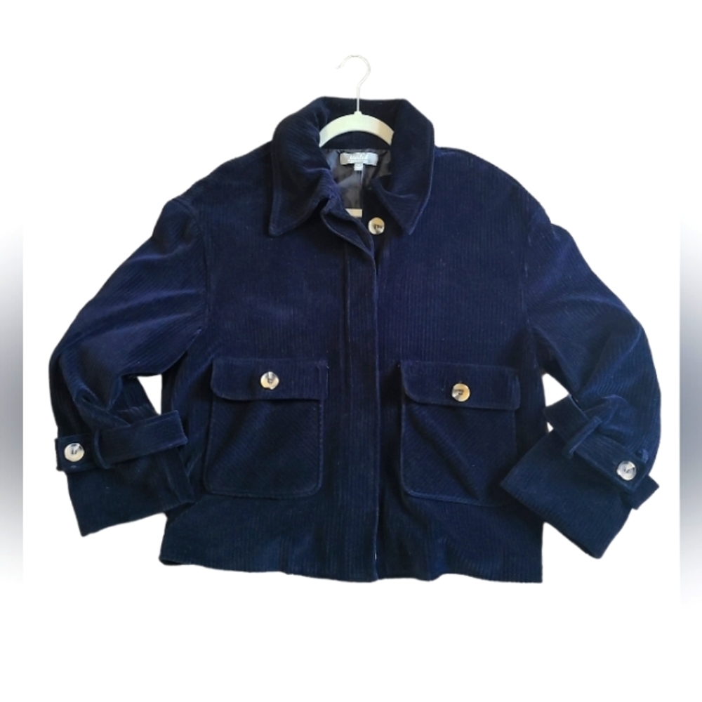 Marled Reunited Dark Navy Blue Oversized Chunky Corduroy Jacket